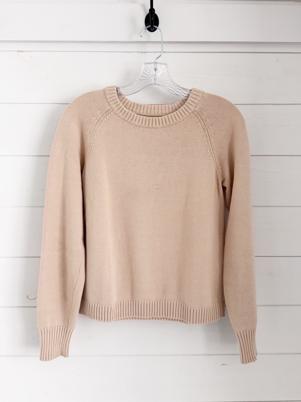 Lands' End Women's Cream Crewneck Sweater